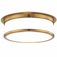 Geneva 3-Light Ceiling Light in Aged Brass