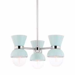 Gillian 3-Light Semi-Flush Ceiling Light in Polished Nickel with Ceramic Gloss Robins Egg Blue