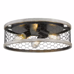 Golden Bailey 3-Light Ceiling Light in Matte Black - 3171-FM15-BLK-CW