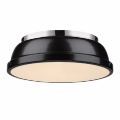 Golden Duncan 2-Light 14" Ceiling Light in Chrome and Black