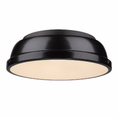 Golden Duncan 2-Light 14" Ceiling Light in Matte Black and Black - 3602-14-BLK-BK