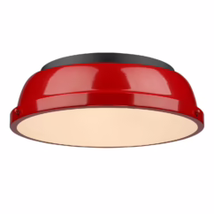 Golden Duncan 2-Light 14" Ceiling Light in Matte Black and Red