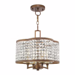 Grammercy 4-Light Mini Chandelier with Ceiling Mount in Hand Applied Palacial Bronze