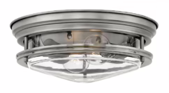 Hadley 2-Light Flush Mount Ceiling Light In Antique Nickel With Clear Glass