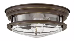 Hadley 2-Light Flush Mount Ceiling Light In Oil Rubbed Bronze With Clear Glass