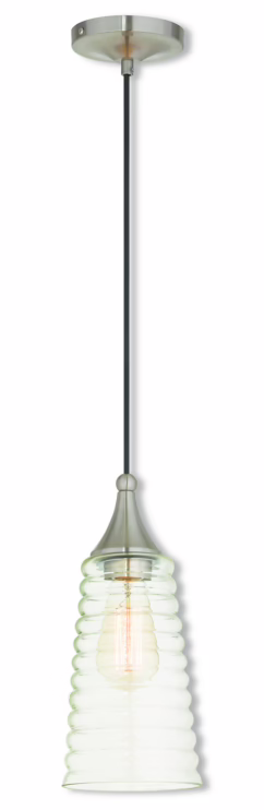 Hand Blown Art Glass Mini Pendants 1-Light Mini Pendant in Brushed Nickel