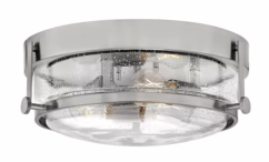 Harper 3-Light Flush Mount Ceiling Light In Brushed Nickel With Clear Seedy Glass