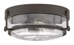 Harper 3-Light Flush Mount Ceiling Light In Oil Rubbed Bronze With Clear Seedy Glass