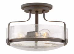 Harper 3-Light Semi-Flush Ceiling Light In Oil Rubbed Bronze With Clear Seedy Glass