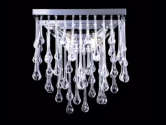 Hollywood Blvd. 2-Light Wall Sconce in Polish Nickel with Clear Glass Tear Drops