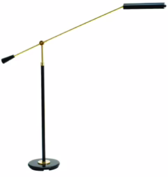 House of Troy Black Piano Floor LED with Polished Brass