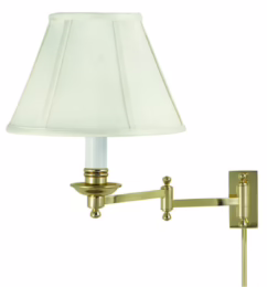 House of Troy Decorative Swing-Arm Wall Lamp in Polished Brass Finish