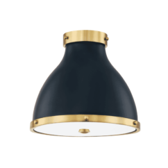 Hudson Valley Painted No. 3 2-Light Ceiling Light in Aged Brass and Darkest Blue
