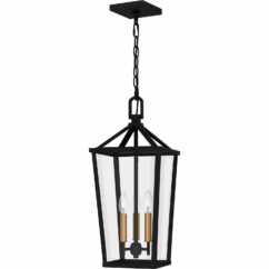 Hull 3-Light Outdoor Hanging Lantern in Matte Black