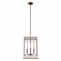 Hunter Chevron 4-Light Lantern in Textured Rust