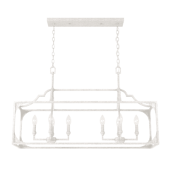Hunter Highland Hill 8-Light Linear Chandelier in Distressed White