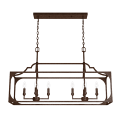 Hunter Highland Hill 8-Light Linear Chandelier in Textured Rust
