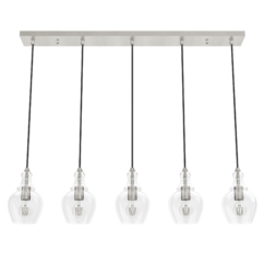 Hunter Maple Park 5-Light Linear Cluster in Brushed Nickel
