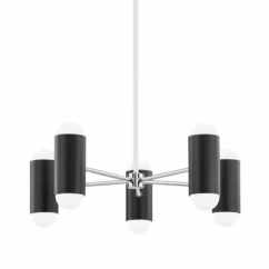 Kira 10-Light Chandelier in Polished Nickel with Soft Black