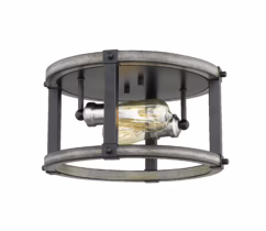 Kirkland 2-Light Flush Mount Ceiling Light In Ashen Barnboard