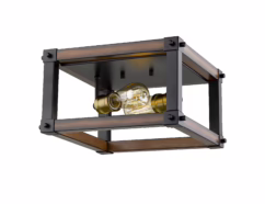 Kirkland 2-Light Flush Mount Ceiling Light In Rustic Mahogany