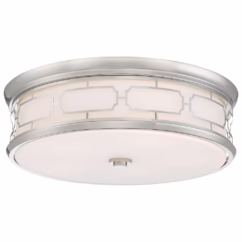 LED Etched Glass Ceiling Light in Polished Nickel