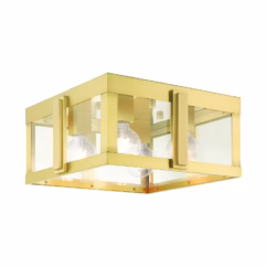 Lexington 4-Light Outdoor Flush Mount in Natural Brass