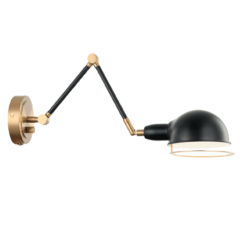 Matteo Blare 1-Light Wall Sconce In Aged Gold Brass With Black