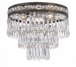 Mercer 3-Light 11" Ceiling Light in English Bronze with Clear Hand Cut Crystals