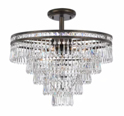 Mercer 6-Light 20" Ceiling Light in English Bronze with Hand Cut Crystal Crystals