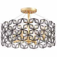Metropolitan Brookcrest 4-Light Ceiling Light in Sand Coal With Gold Leaf