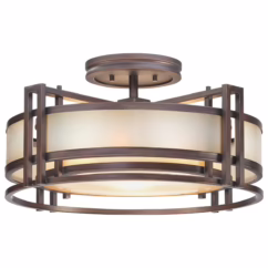 Metropolitan Underscore Semi-Flush Art Deco Ceiling Light in Cimmaron Bronze