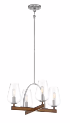 Minka Lavery Birnamwood 4-Light Ceiling Light in Koa Wood With Pewter - 1064-699