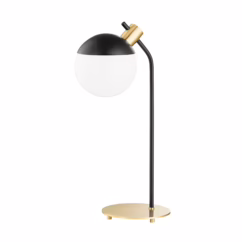 Miranda 1-Light LED Table Lamp in Aged Brass with Soft Black