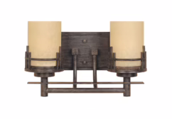 Mission Ridge 2-Light Bathroom Vanity Light Bar in Warm Mahogany