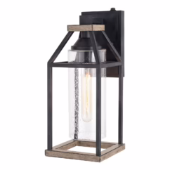 Napier 1-Light Outdoor Wall Mount in Forged Black and Rustic Elm