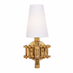 Nevis Wall Sconce in French Gold and Natural Rattan