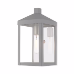 Nyack 1-Light Outdoor Wall Lantern in Nordic Gray w with Brushed Nickels and Polished Chrome Stainless Steel