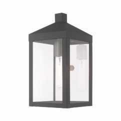Nyack 1-Light Outdoor Wall Lantern in Scandinavian Gray w with Brushed Nickels and Polished Chrome Stainless Steel
