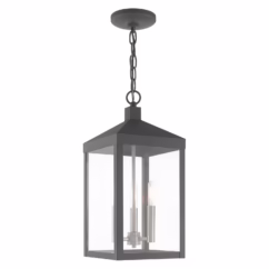 Nyack 3-Light Outdoor Pendant in Scandinavian Gray w with Brushed Nickels