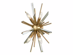 Palisades Ave. 4-Light Wall Sconce in Antique Brass With Champagne Glass