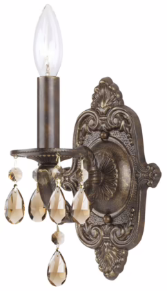Paris Market 10" Wall Sconce in Venetian Bronze with Golden Teak Hand Cut Crystals