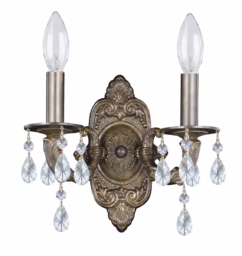 Paris Market 2-Light 12" Wall Sconce in Venetian Bronze with Clear Swarovski Strass Crystals