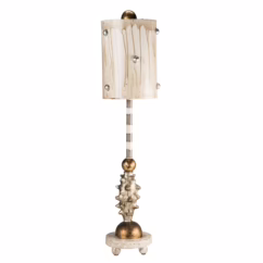 Pome 1-Light Table Lamp in Cream, Putty Striped w with Gold Leafed