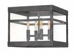 Porter 4-Light Flush Mount Outdoor Ceiling Light In Aged Zinc