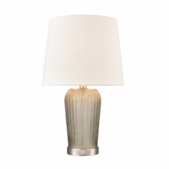 Prosper 1-Light Table Lamp in Gray Smoke, Satin Nickel
