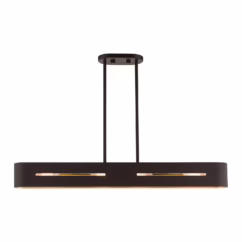 Ravena 4-Light Linear Chandelier in Bronze w with Antique Brasss