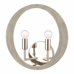Retro Rings 2-Light Wall Sconce in Sandy Beechwood