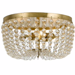Rylee 3-Light 13" Ceiling Light in Antique Gold with Hand Cut Crystal Beads Crystals