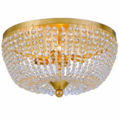 Rylee 4-Light 18" Ceiling Light in Antique Gold with Clear Glass Beads Crystals